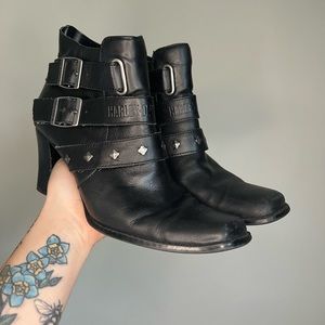 Harley Davidson Leather Women’s Booties with Jewels and Buckles